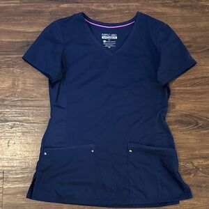 Women’s scrub/Healing Hands (purple label yoga) Navy Short Sleeve Scrub Top - XS